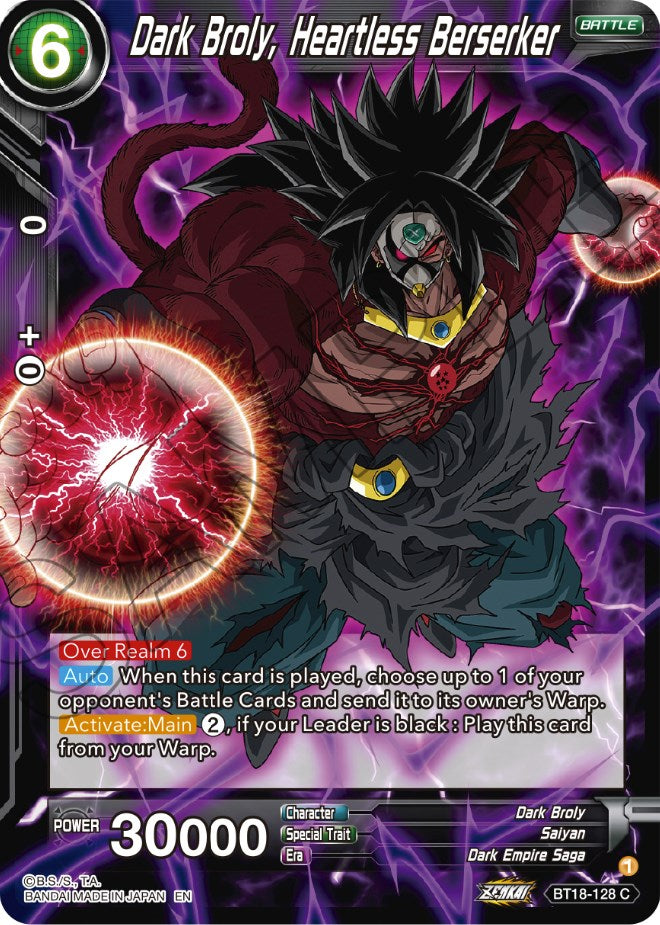 Dark Broly, Heartless Berserker (BT18-128) [Dawn of the Z-Legends] | Black Swamp Games