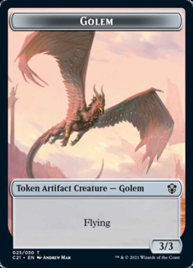 Golem (025) // Thopter Double-Sided Token [Commander 2021 Tokens] | Black Swamp Games