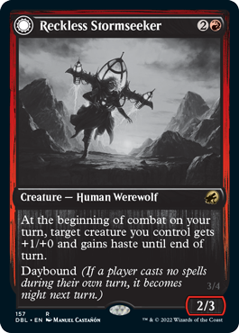 Reckless Stormseeker // Storm-Charged Slasher [Innistrad: Double Feature] | Black Swamp Games