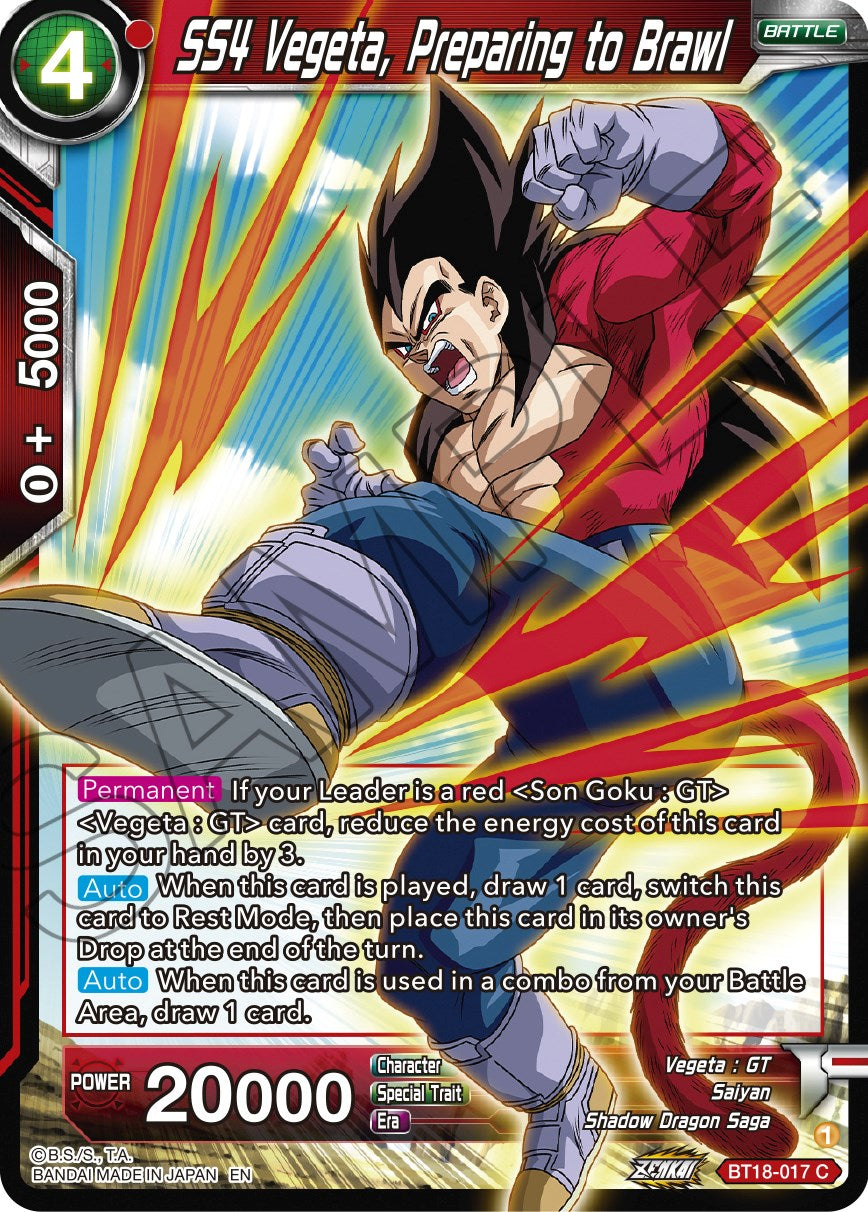 SS4 Vegeta, Preparing to Brawl (BT18-017) [Dawn of the Z-Legends] | Black Swamp Games