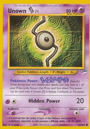 Unown [S] (87/105) [Neo Destiny Unlimited] | Black Swamp Games