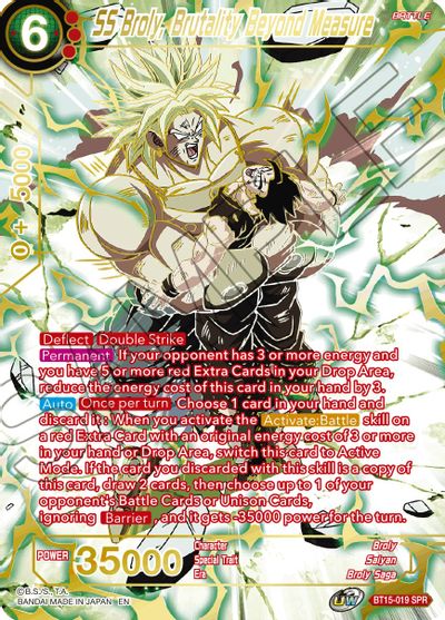 SS Broly, Brutality Beyond Measure (SPR) (BT15-019) [Saiyan Showdown] | Black Swamp Games