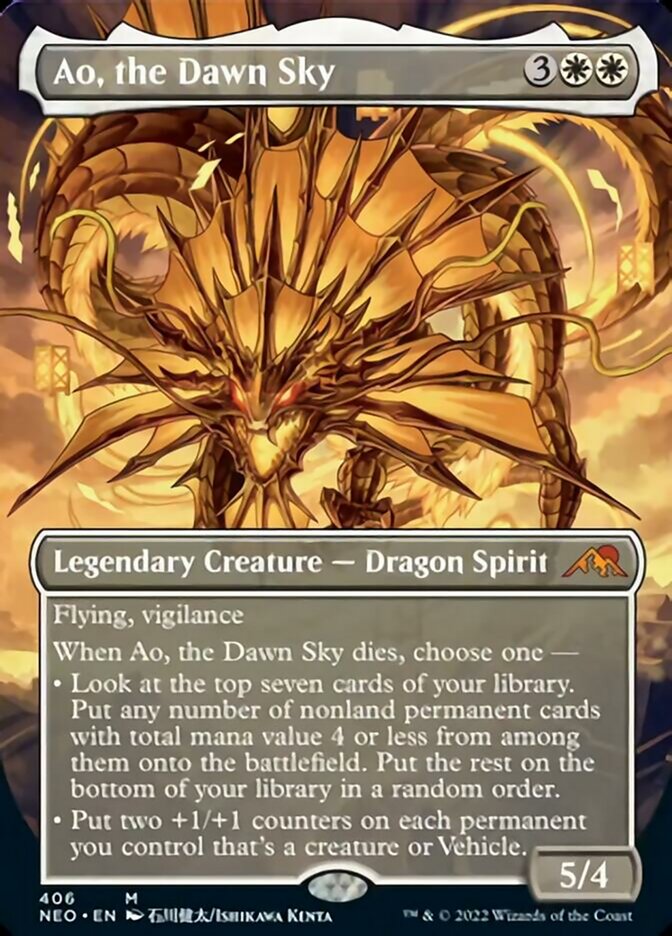 Ao, the Dawn Sky (Borderless Alternate Art) [Kamigawa: Neon Dynasty] | Black Swamp Games