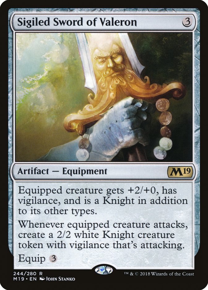 Sigiled Sword of Valeron [Core Set 2019] | Black Swamp Games