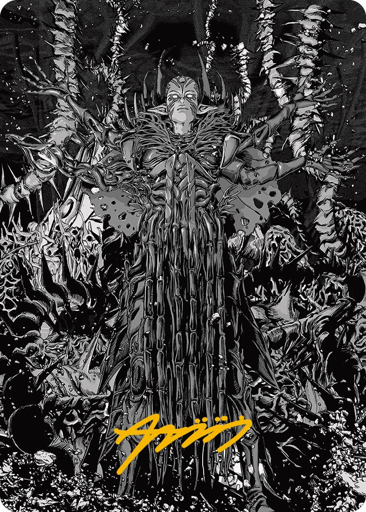 Nissa, Ascended Animist Art Card (Gold-Stamped Signature) [Phyrexia: All Will Be One Art Series] | Black Swamp Games