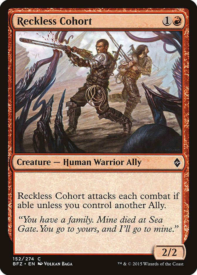 Reckless Cohort [Battle for Zendikar] | Black Swamp Games