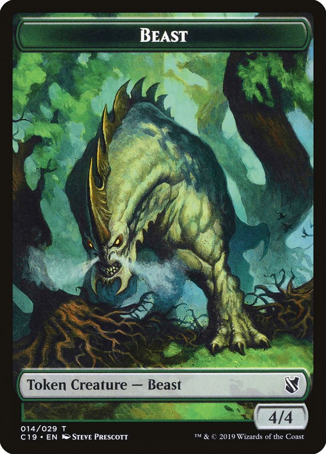 Beast (014) // Wurm Double-Sided Token [Commander 2019 Tokens] | Black Swamp Games