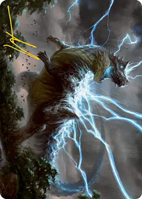 Thrasta, Tempest's Roar Art Card (41) (Gold-Stamped Signature) [Modern Horizons 2 Art Series] | Black Swamp Games