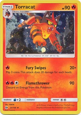 Torracat (25/149) (Cosmos Holo) [Sun & Moon: Base Set] | Black Swamp Games