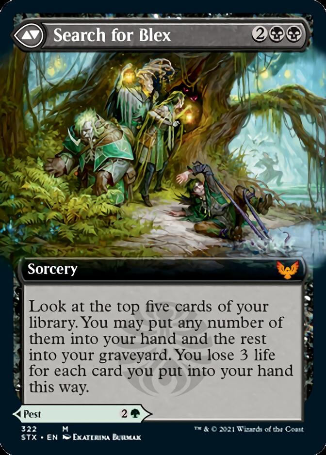 Blex, Vexing Pest // Search for Blex (Extended Art) [Strixhaven: School of Mages] | Black Swamp Games