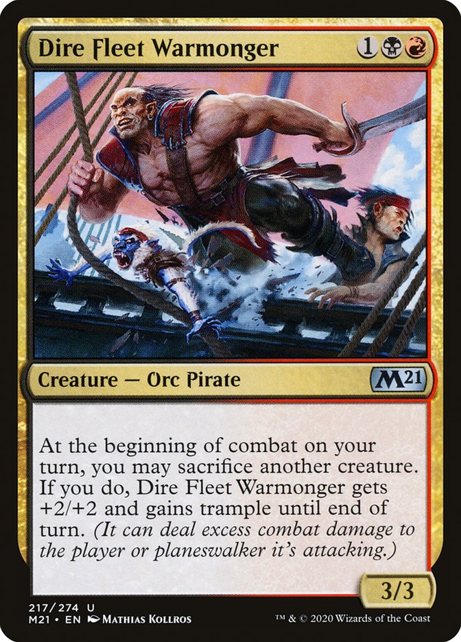 Dire Fleet Warmonger [Core Set 2021] | Black Swamp Games