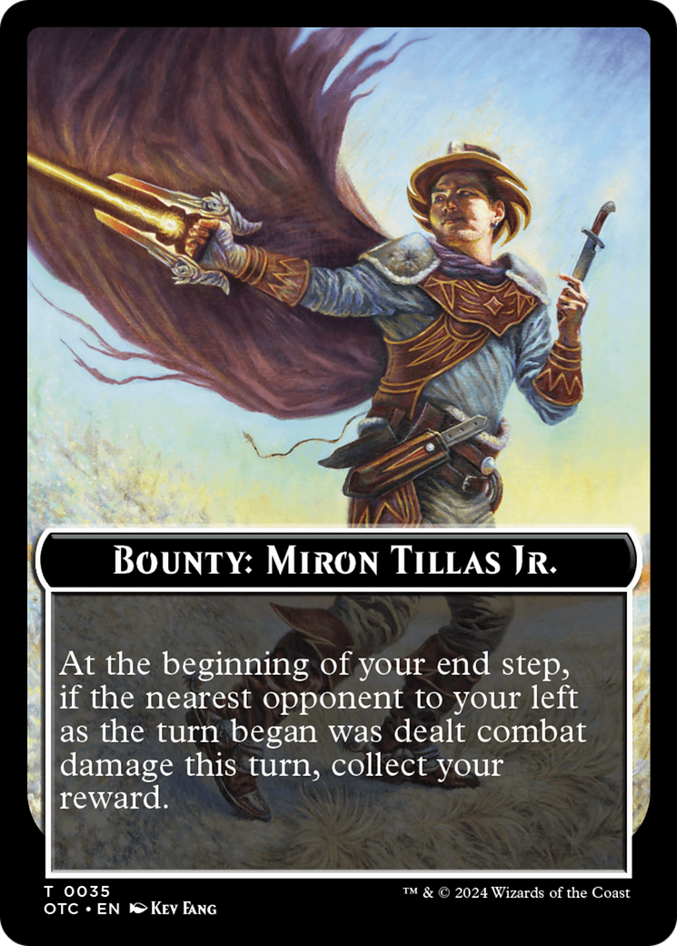 Bounty: Miron Tillas Jr. // Bounty Rules Double-Sided Token [Outlaws of Thunder Junction Commander Tokens] | Black Swamp Games