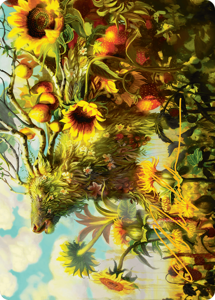 Beza, the Bounding Spring Art Card (Gold-Stamped Signature) [Bloomburrow Art Series] | Black Swamp Games