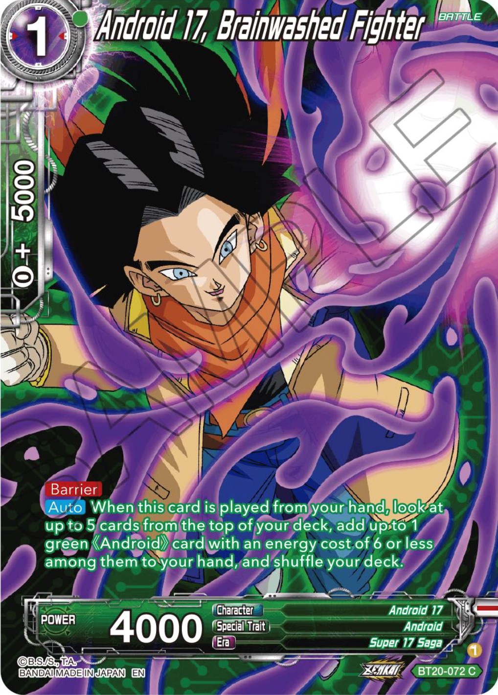 Android 17, Brainwashed Fighter (Silver Foil) (BT20-072) [Power Absorbed] | Black Swamp Games