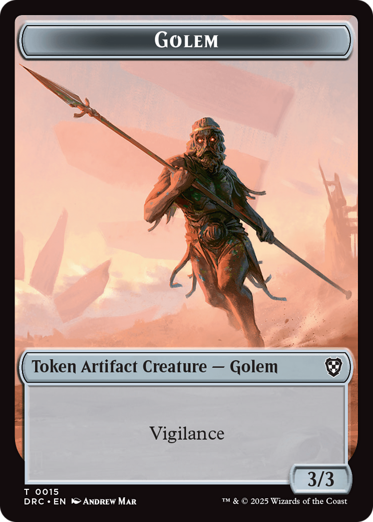 Golem (0014) // Golem (0015) Double-Sided Token [Aetherdrift Commander Tokens] | Black Swamp Games