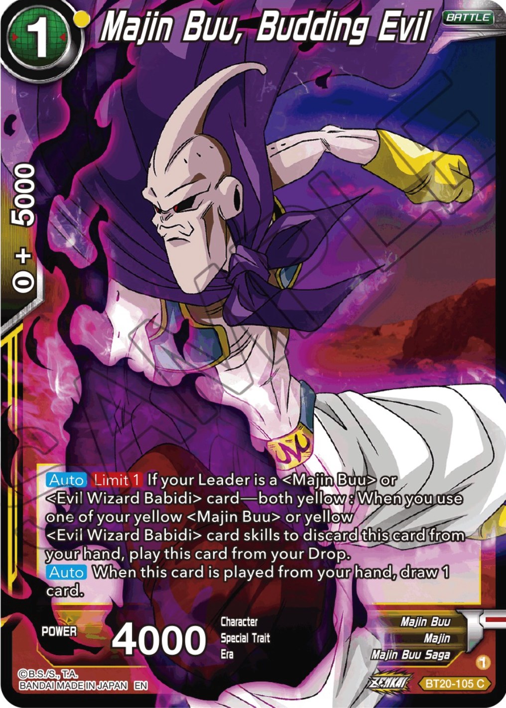 Majin Buu, Budding Evil (BT20-105) [Power Absorbed] | Black Swamp Games