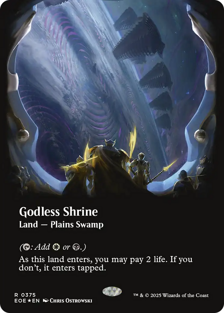 Godless Shrine (Borderless) (Galaxy Foil) [Edge of Eternities] | Black Swamp Games