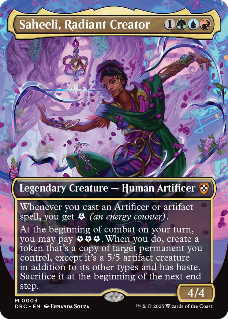 Saheeli, Radiant Creator (Borderless) [Aetherdrift Commander] | Black Swamp Games