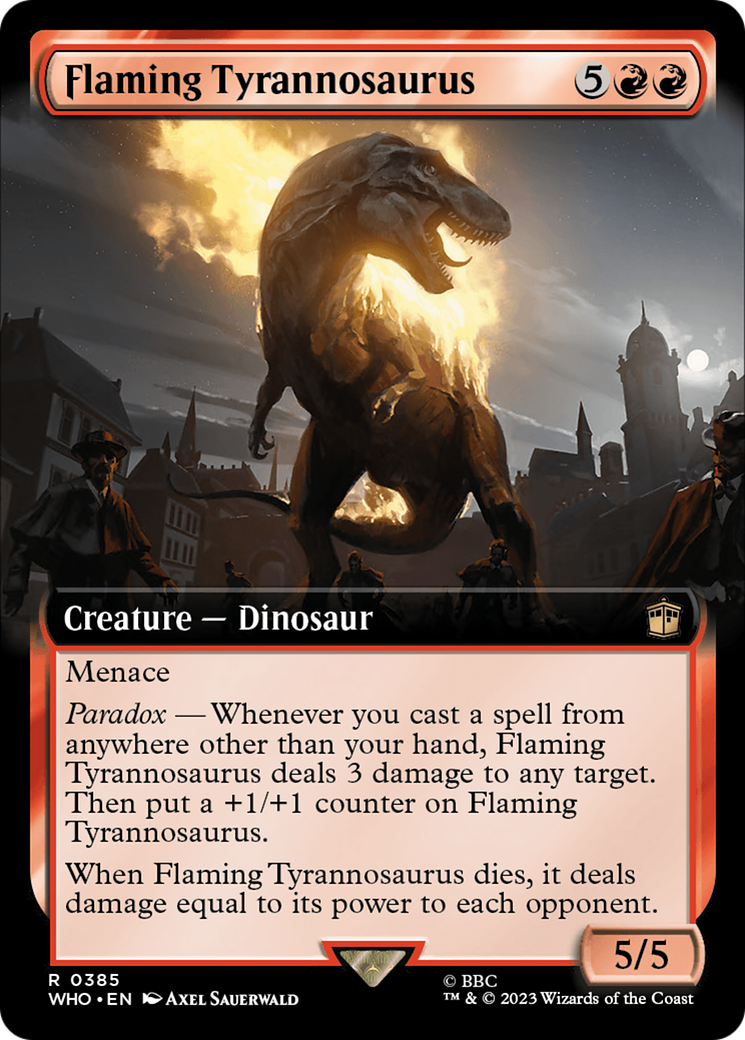 Flaming Tyrannosaurus (Extended Art) [Doctor Who] | Black Swamp Games