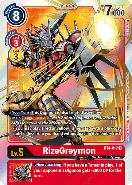 RizeGreymon [BT4-017] (Alternate Art) [Great Legend] | Black Swamp Games