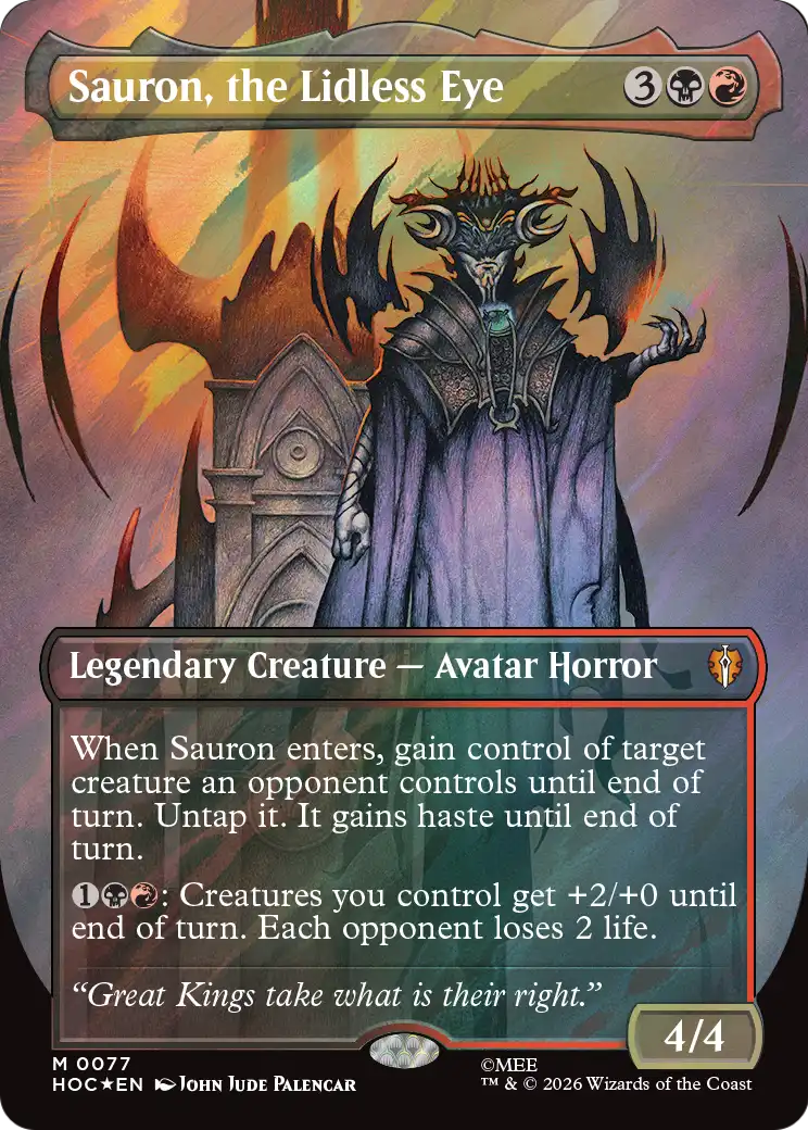 Sauron, the Lidless Eye (Borderless) (Surge Foil) [The Hobbit: Eternal-Legal] | Black Swamp Games