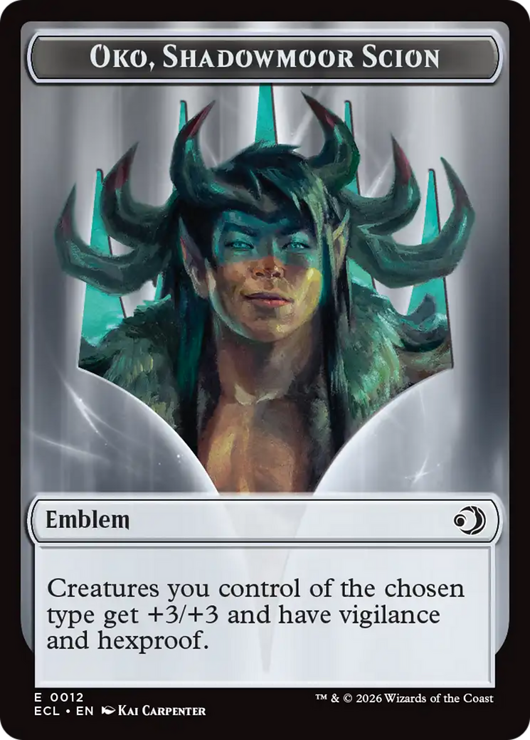 Elk // Emblem - Oko, Shadowmoor Scion Double-Sided Token [Lorwyn Eclipsed Tokens] | Black Swamp Games
