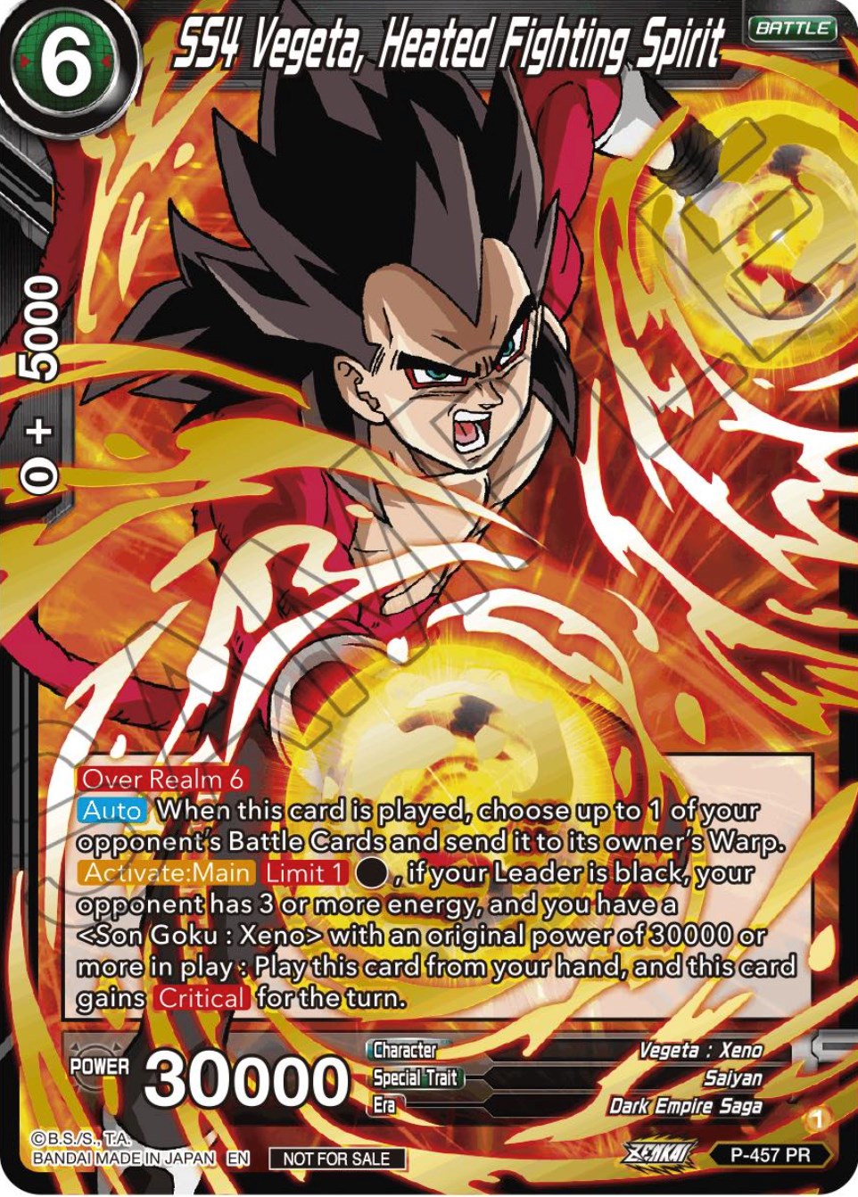 SS4 Vegeta, Heated Fighting Spirit (Championship Selection Pack 2023 Vol.1) (Holo) (P-457) [Tournament Promotion Cards] | Black Swamp Games