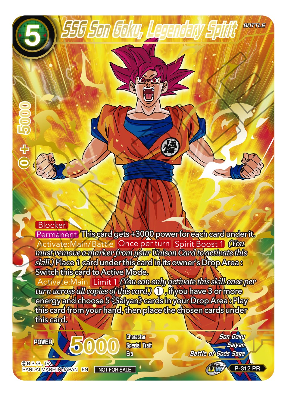 SSG Son Goku, Legendary Spirit (Gold Stamped) (P-312) [Promotion Cards] | Black Swamp Games