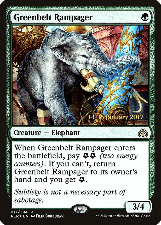 Greenbelt Rampager [Aether Revolt Prerelease Promos] | Black Swamp Games