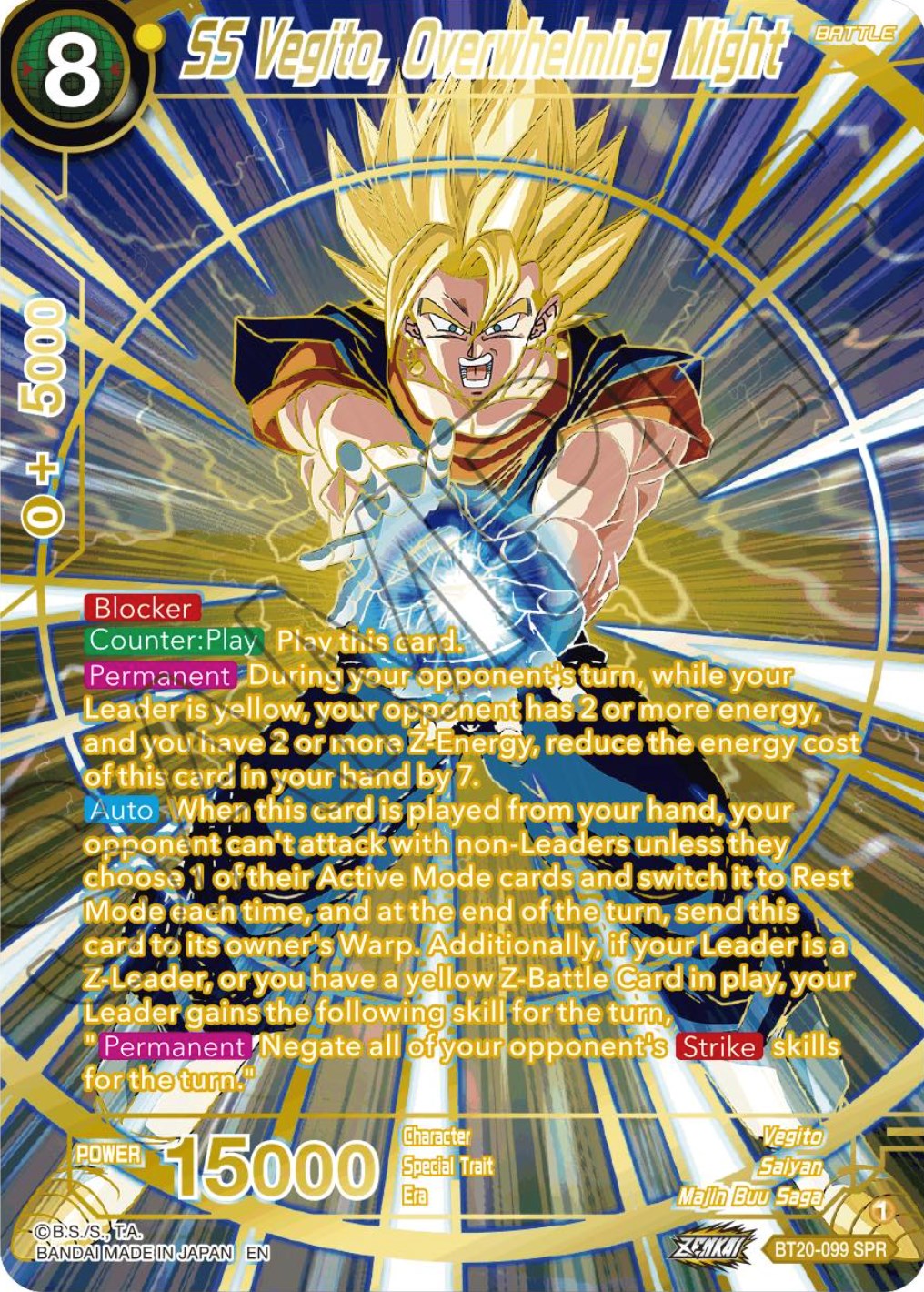 SS Vegito, Overwhelming Might (SPR) (BT20-099) [Power Absorbed] | Black Swamp Games