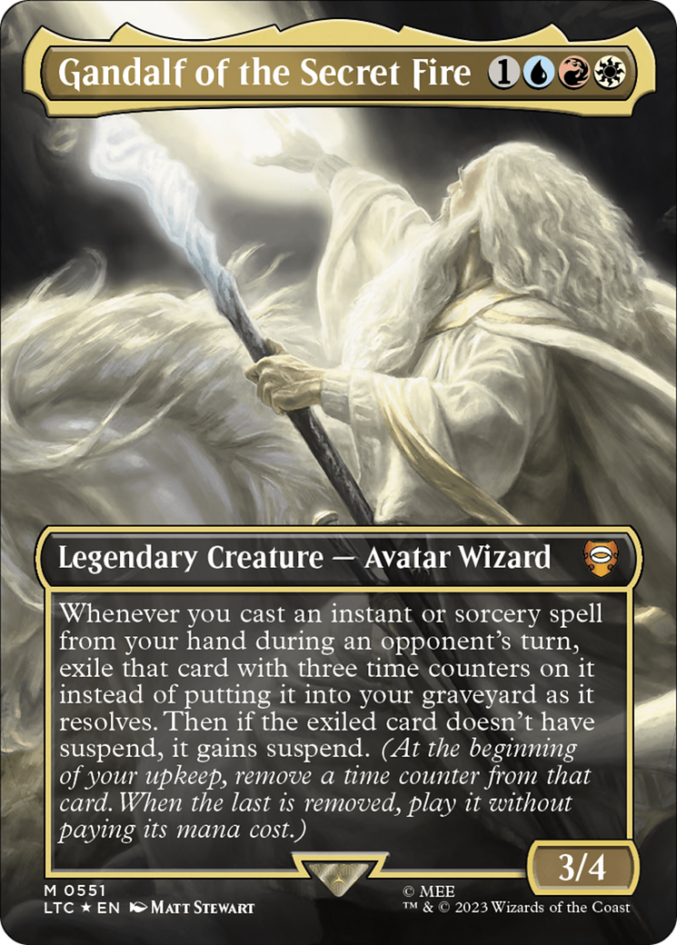 Gandalf of the Secret Fire (Borderless) (Surge Foil) [The Lord of the Rings: Tales of Middle-Earth Commander] | Black Swamp Games