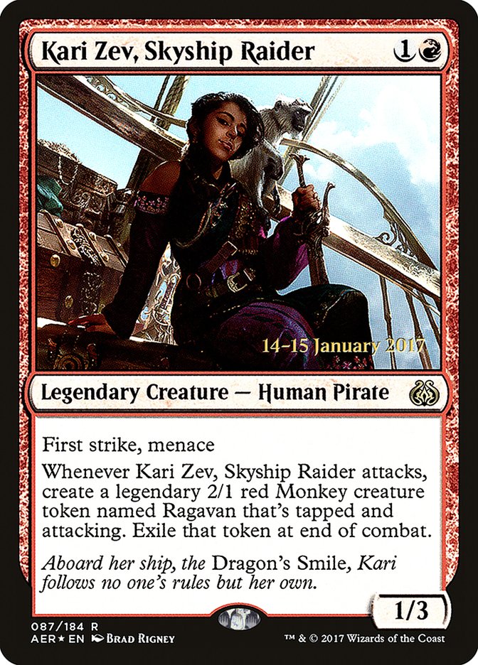 Kari Zev, Skyship Raider [Aether Revolt Prerelease Promos] | Black Swamp Games