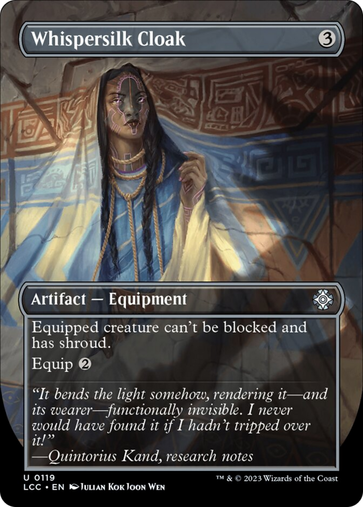 Whispersilk Cloak (Borderless) [The Lost Caverns of Ixalan Commander] | Black Swamp Games