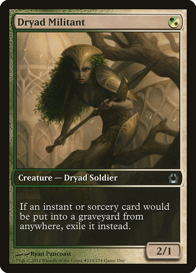 Dryad Militant (Game Day) (Extended Art) [Return to Ravnica Promos] | Black Swamp Games