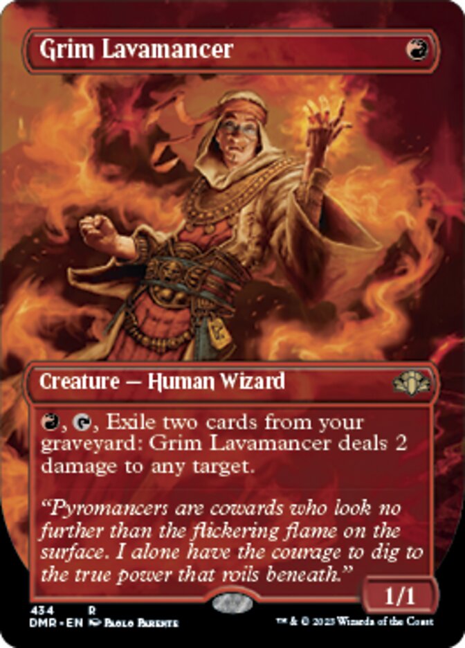 Grim Lavamancer (Borderless Alternate Art) [Dominaria Remastered] | Black Swamp Games
