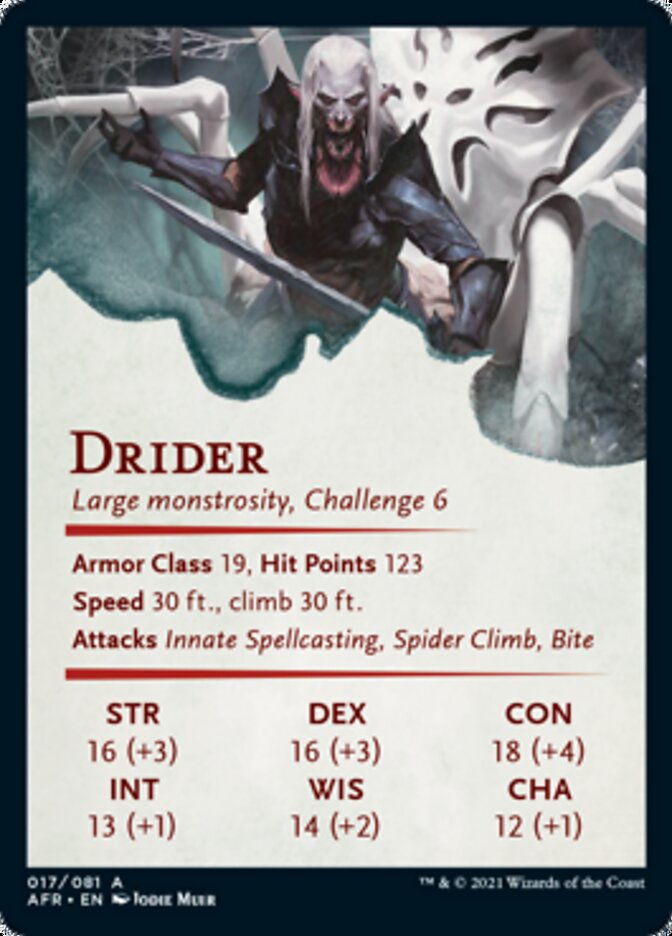Drider Art Card [Dungeons & Dragons: Adventures in the Forgotten Realms Art Series] | Black Swamp Games