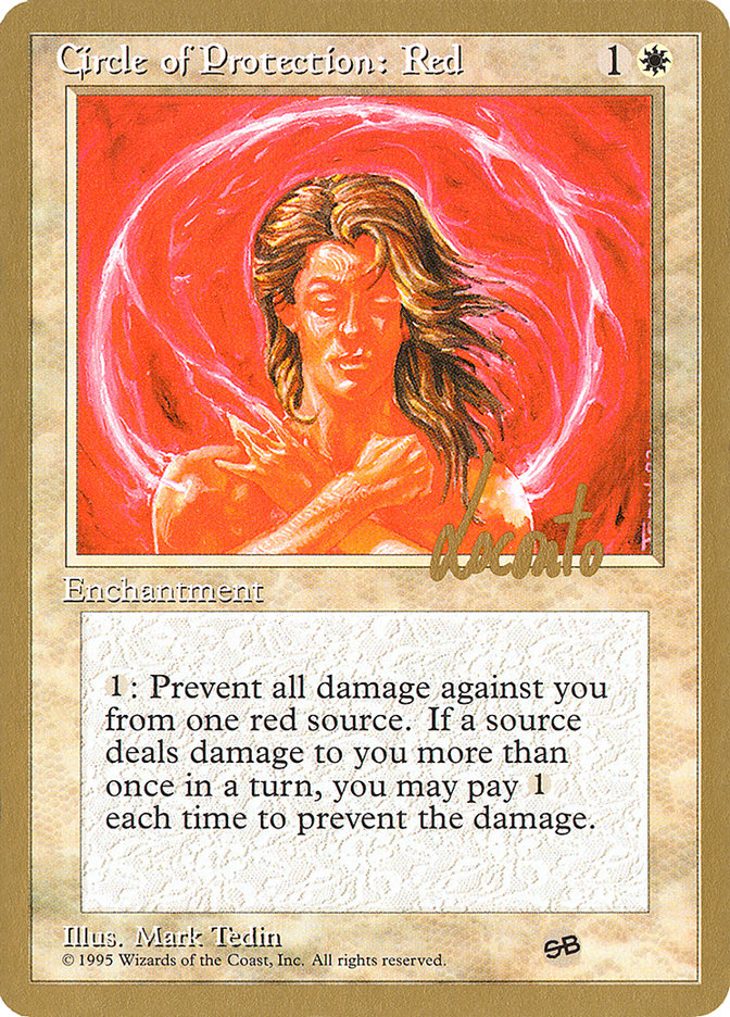 Circle of Protection: Red (Michael Loconto) (SB) (4ED) [Pro Tour Collector Set] | Black Swamp Games