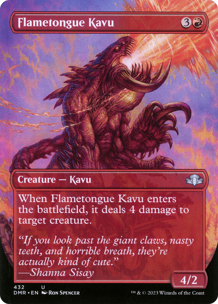 Flametongue Kavu (Borderless Alternate Art) [Dominaria Remastered] | Black Swamp Games