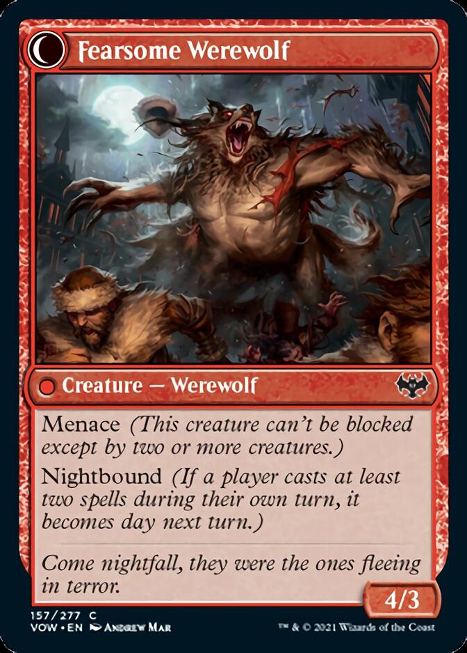 Fearful Villager // Fearsome Werewolf [Innistrad: Crimson Vow] | Black Swamp Games