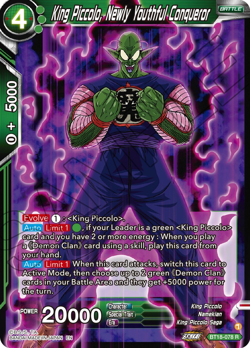 King Piccolo, Newly Youthful Conqueror (BT18-078) [Dawn of the Z-Legends] | Black Swamp Games