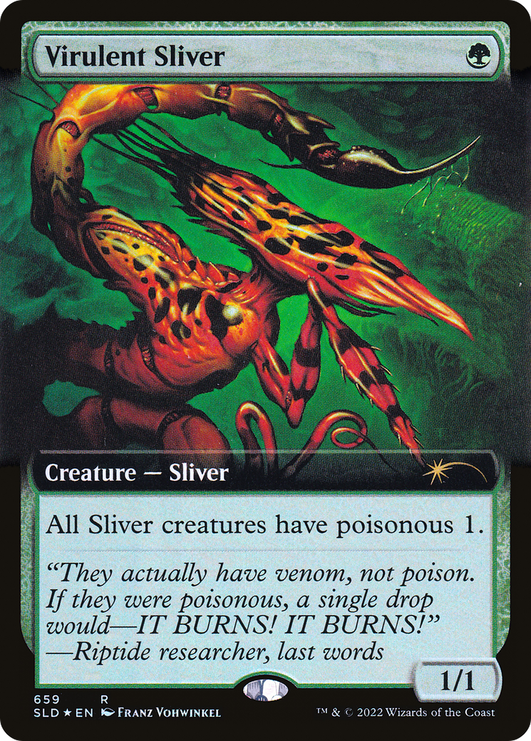 Virulent Sliver (Extended Art) (Step-and-Compleat Foil) [Secret Lair Drop Promos] | Black Swamp Games