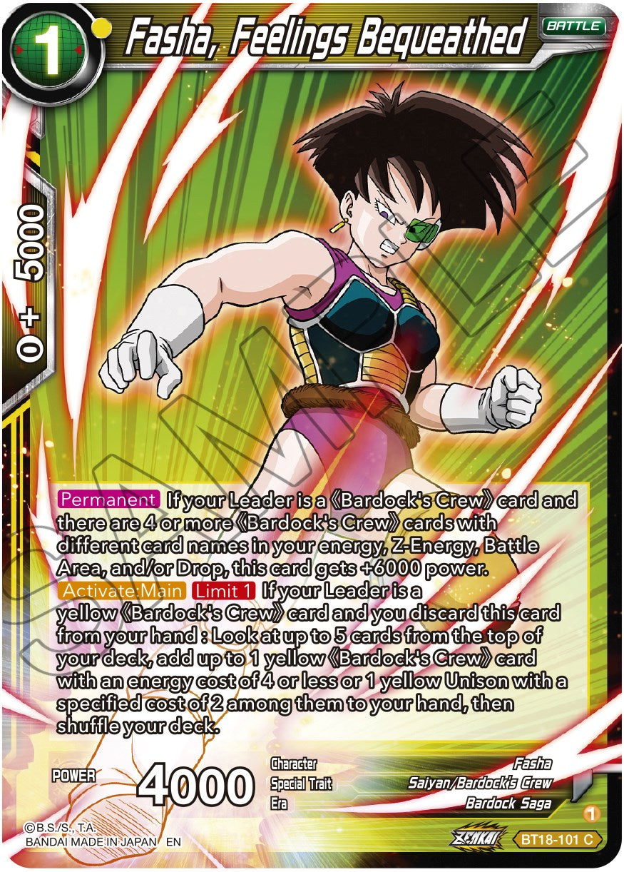 Fasha, Feelings Bequeathed (BT18-101) [Dawn of the Z-Legends] | Black Swamp Games