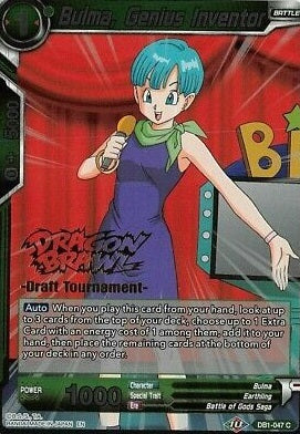 Bulma, Genius Inventor (Dragon Brawl Draft Tournament Gold Stamped) (DB1-047) [Promotion Cards] | Black Swamp Games