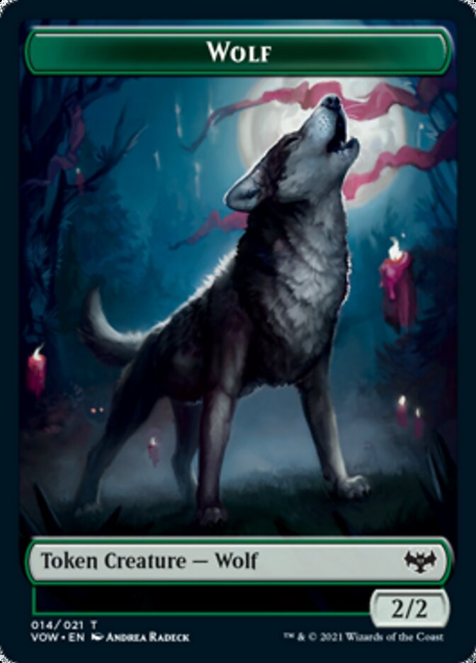 Zombie (008) // Wolf (014) Double-Sided Token [Innistrad: Crimson Vow Tokens] | Black Swamp Games