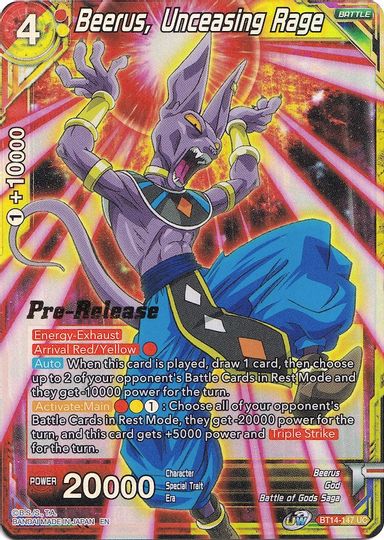 Beerus, Unceasing Rage (BT14-147) [Cross Spirits Prerelease Promos] | Black Swamp Games