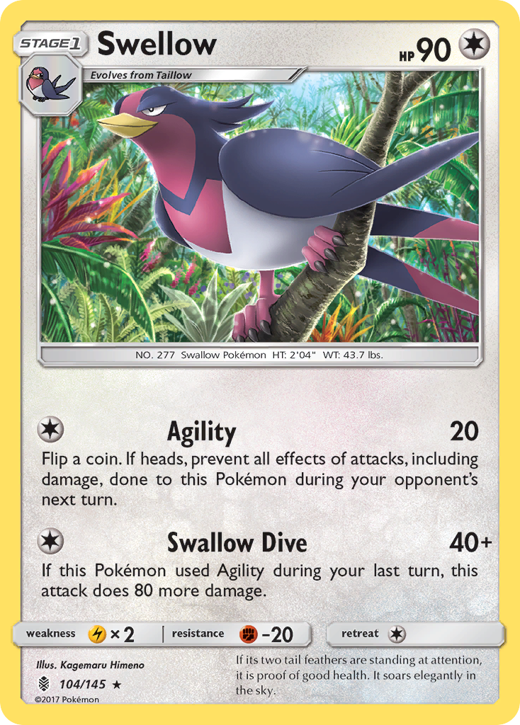 Swellow (104/145) [Sun & Moon: Guardians Rising] | Black Swamp Games