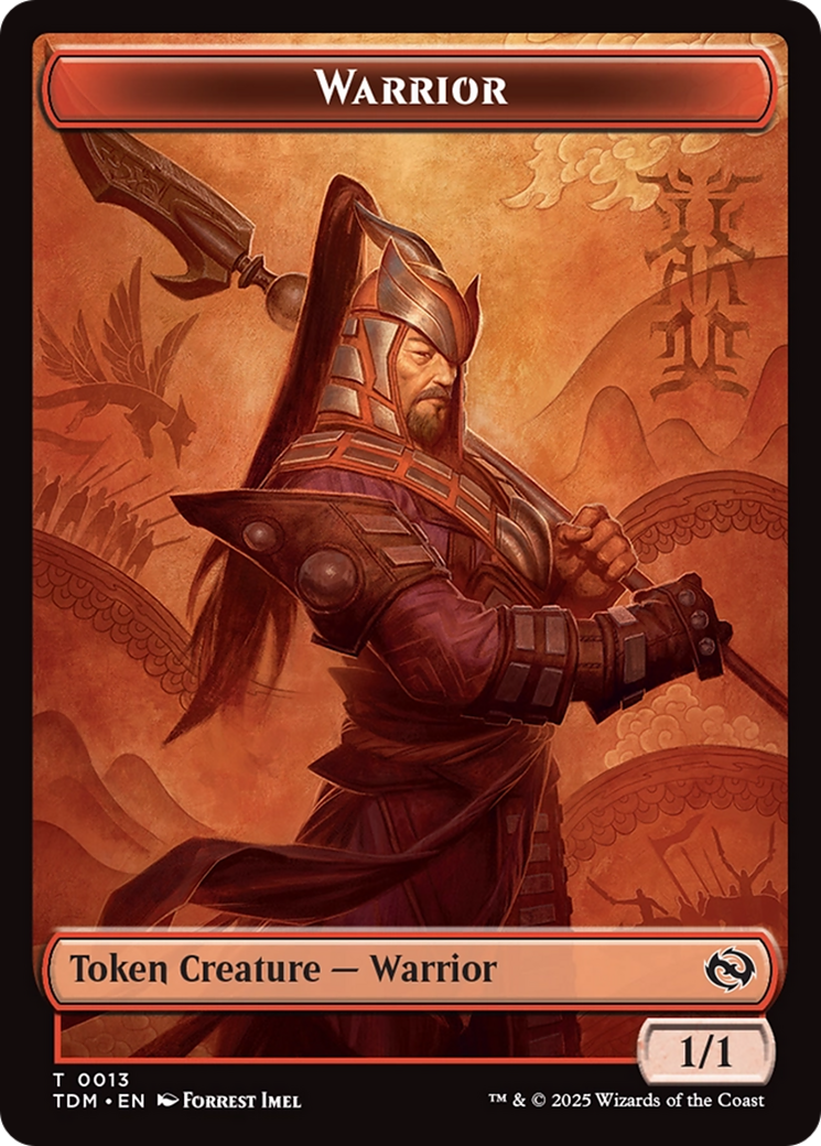 Dragon (0011) // Warrior Double-Sided Token [Tarkir: Dragonstorm Tokens] | Black Swamp Games