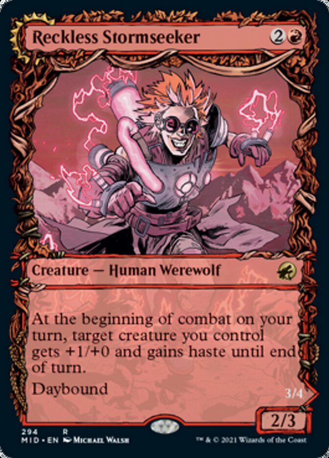 Reckless Stormseeker // Storm-Charged Slasher (Showcase Equinox) [Innistrad: Midnight Hunt] | Black Swamp Games