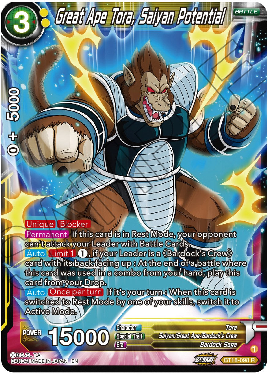 Great Ape Tora, Saiyan Potential (BT18-098) [Dawn of the Z-Legends] | Black Swamp Games