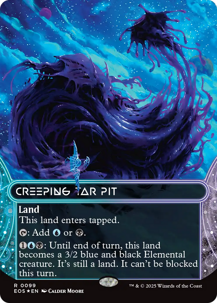 Creeping Tar Pit (0099) (Borderless) (Galaxy Foil) [Edge of Eternities: Stellar Sights] | Black Swamp Games